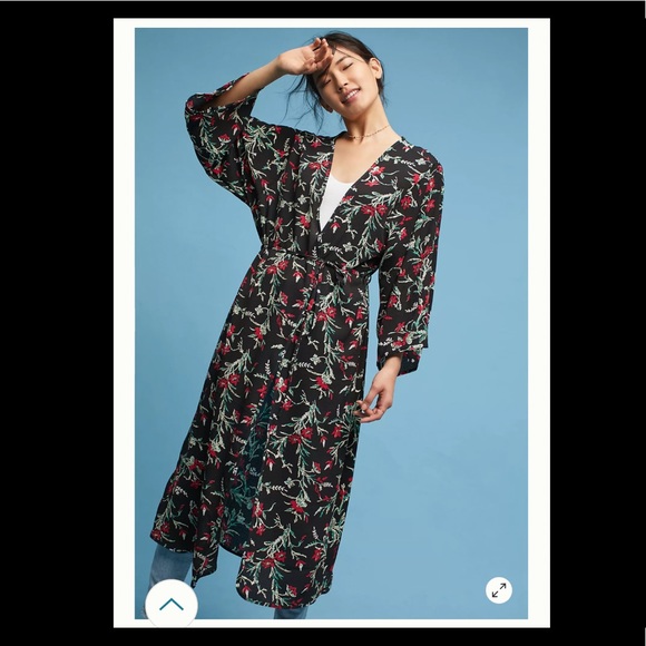 Anthropologie Floreat Aster Floral Kimono Robe Med - Picture 2 of 12